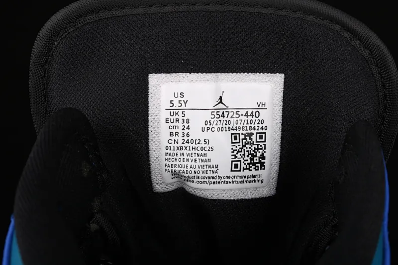 All categories Air Jordan Jordan series basketball shoes Air Jordan 1 Mid Air Jordan 1 Mid AJ1 Joe 1 patent leather black blue orange Zhongbang basketball shoes 554725-440